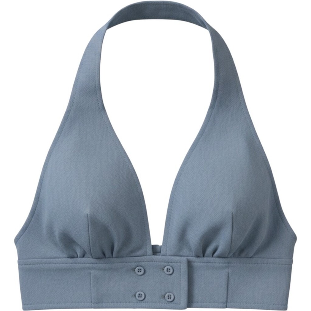 SHEIN Women's Blue Halter Crop Top Size M Sleeveless Stretch Polyester Rayon Ble